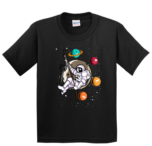 Rock Climbing Astronaut Outer Space Spaceman Distressed Youth T-Shirt