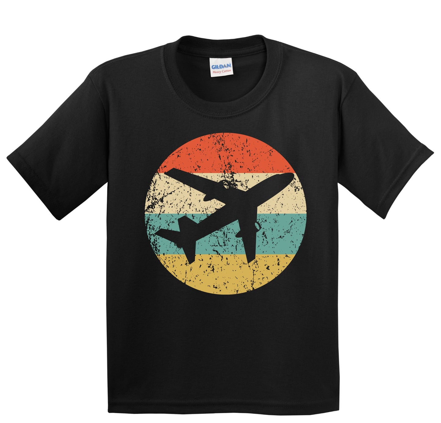 Airplane Silhouette Retro Pilot Youth T-Shirt