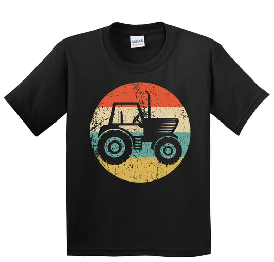 Farm Tractor Silhouette Retro Farming Farmer Youth T-Shirt