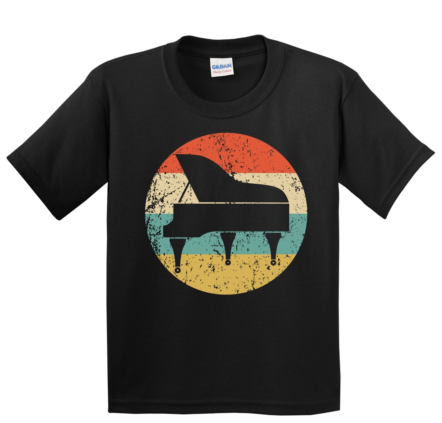 Piano Silhouette Retro Music Musician Musical Instrument Youth T-Shirt