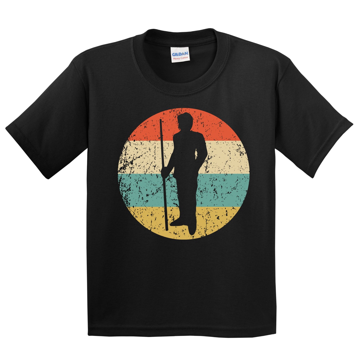 Billiards Player Pool Shark Silhouette Retro Sports Youth T-Shirt