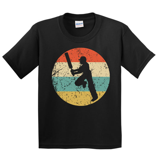 Cricket Player Silhouette Retro Sports Youth T-Shirt