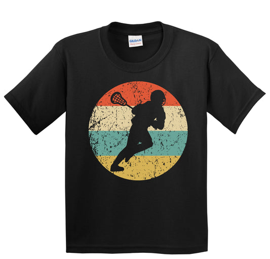 Lacrosse Player Silhouette Retro Sports Youth T-Shirt
