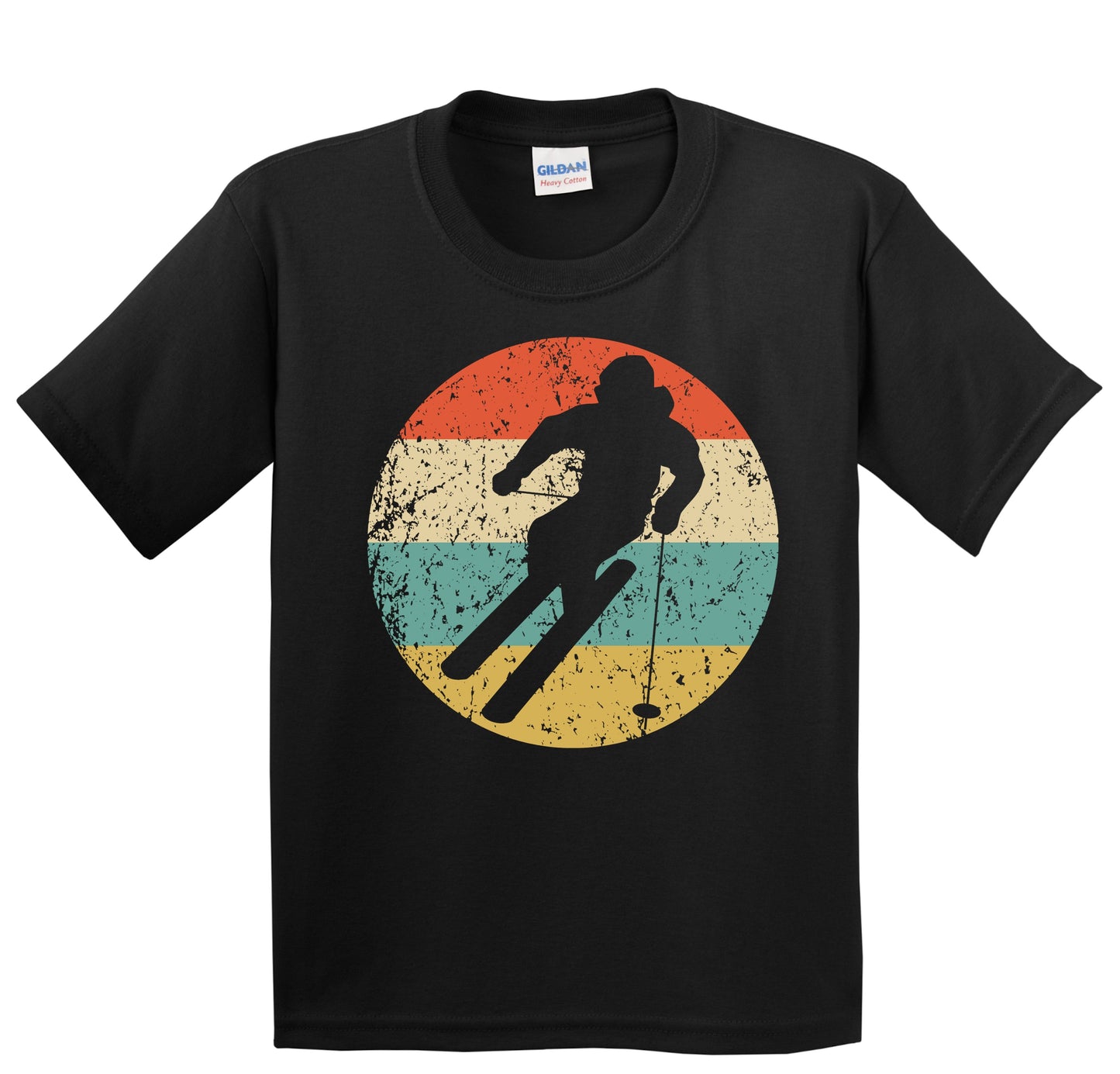 Downhill Skier Skiing Silhouette Retro Winter Sports Youth T-Shirt