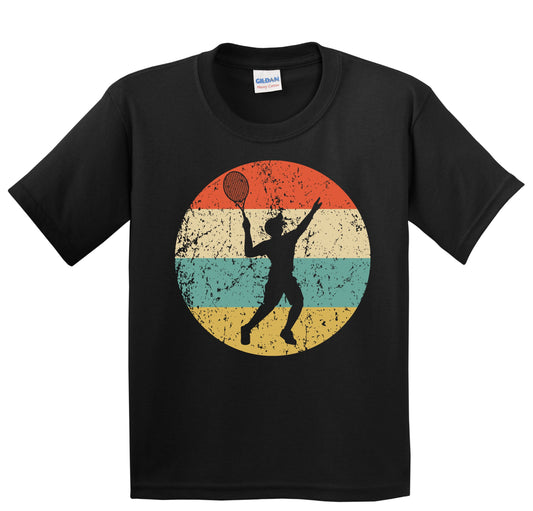 Tennis Player Serve Silhouette Retro Sports Youth T-Shirt