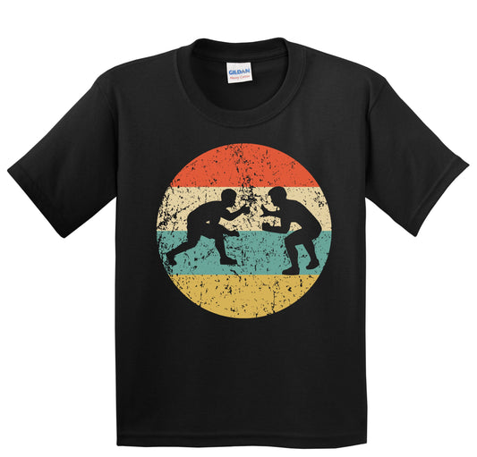 Wrestling Wrestlers Silhouette Retro Sports Youth T-Shirt