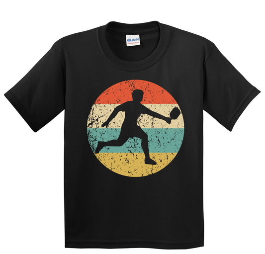 Pickleball Player Silhouette Retro Sports Youth T-Shirt