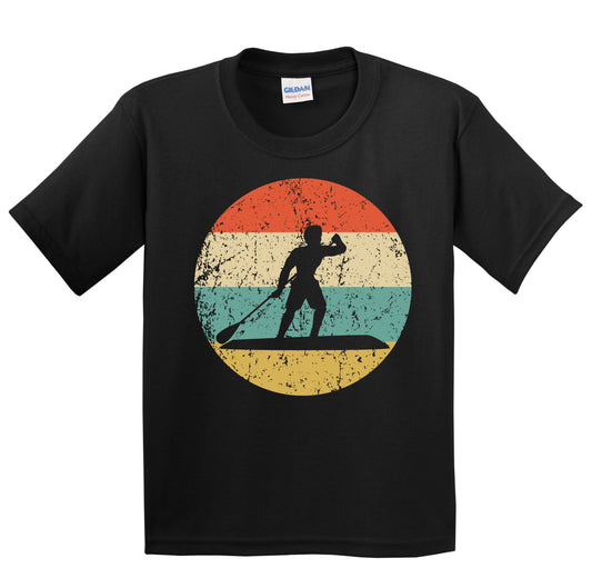 Paddleboarder Paddleboarding Silhouette Retro Paddleboard Youth T-Shirt