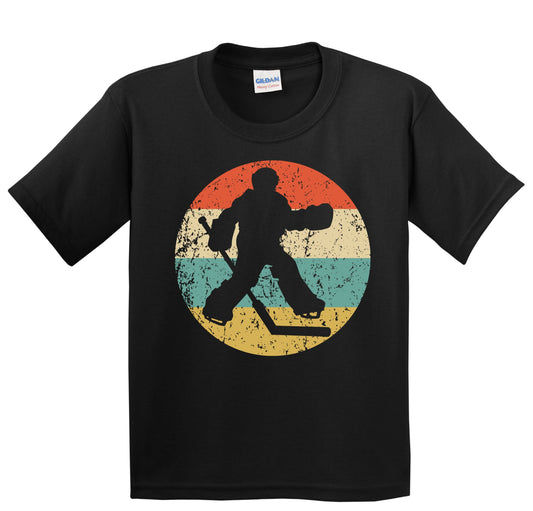Hockey Goalie Hockey Player Silhouette Retro Sports Youth T-Shirt