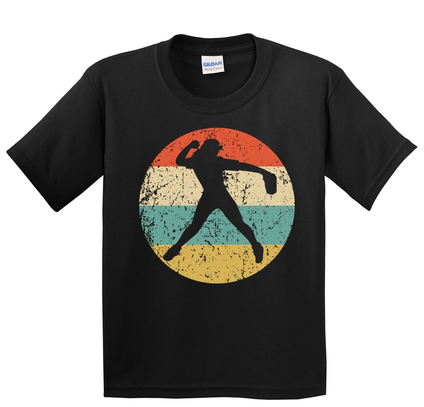 Softball Player Silhouette Retro Sports Youth T-Shirt