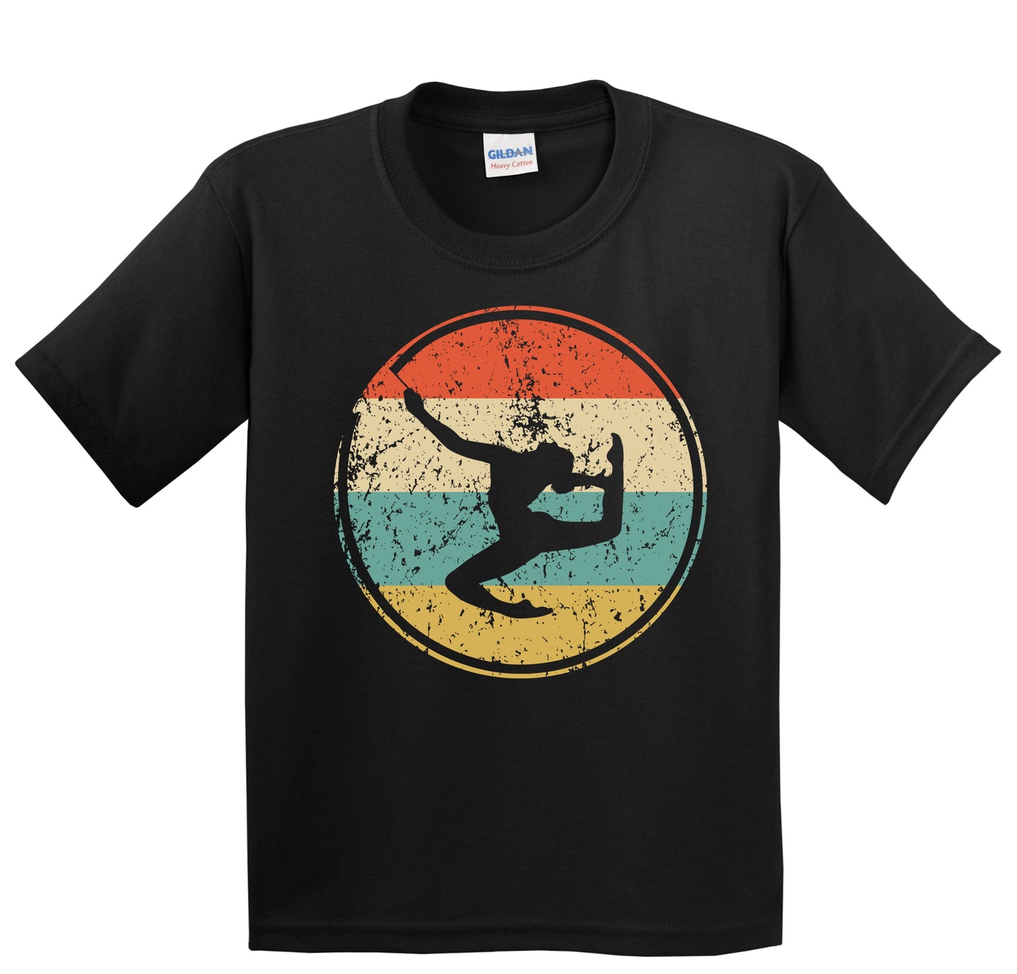 Ribbon Dancing Gymnast Silhouette Retro Gymnastics Youth T-Shirt