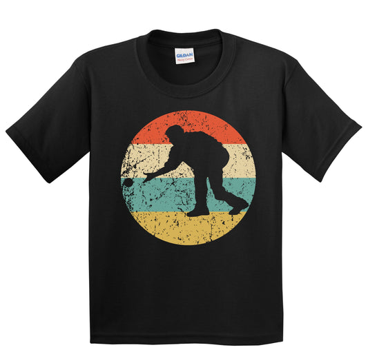 Man Playing Bocce Silhouette Retro Bocce Ball Youth T-Shirt