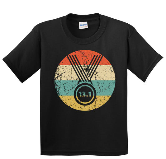 13.1 Miles Half Marathon Finisher Medal Icon Retro Running Youth T-Shirt