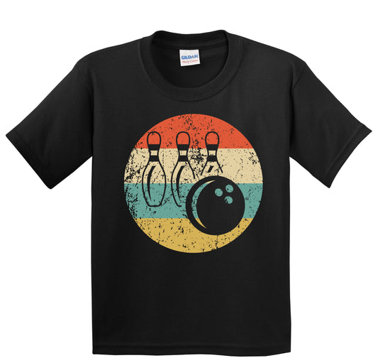Bowling Ball and Pins Icon Retro Bowling Youth T-Shirt