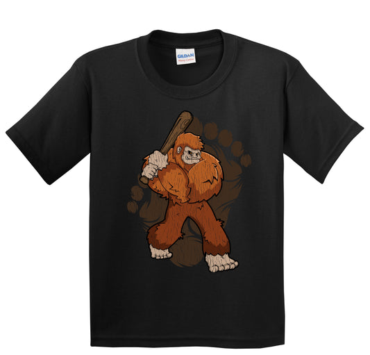 Kids Bigfoot Baseball Shirt - Sasquatch Baseball Bat Youth T-Shirt