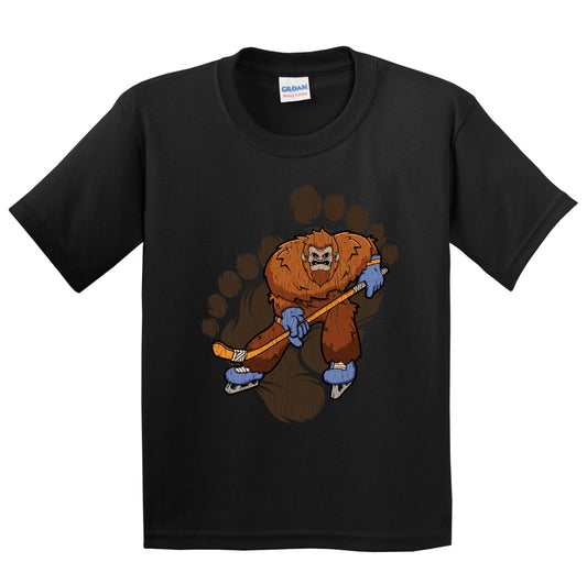 Kids Bigfoot Hockey Shirt - Sasquatch Ice Hockey Youth T-Shirt