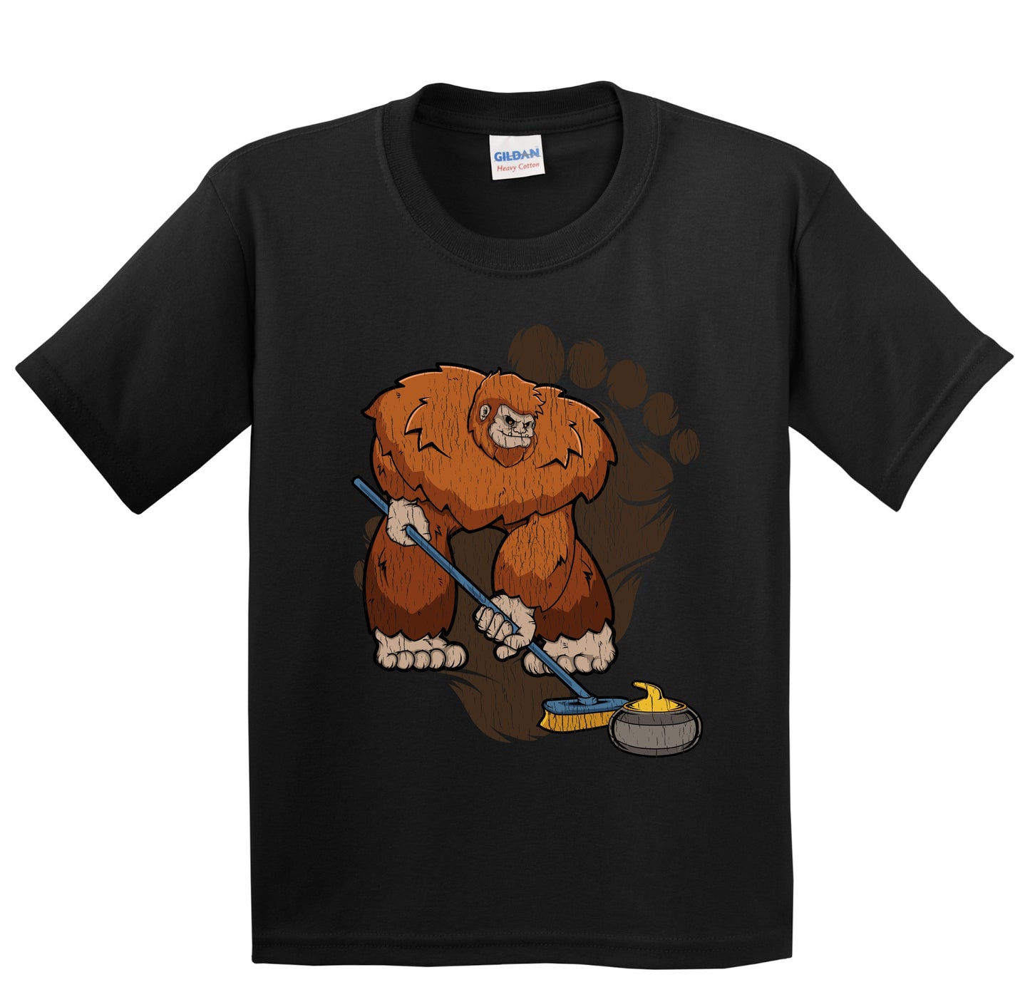 Kids Bigfoot Curling Shirt - Sasquatch Curling Youth T-Shirt