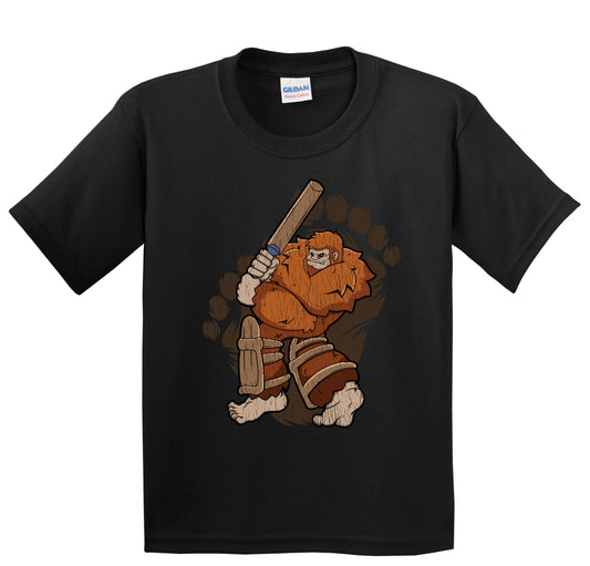Kids Bigfoot Cricket Shirt - Sasquatch Playing Cricket Youth T-Shirt