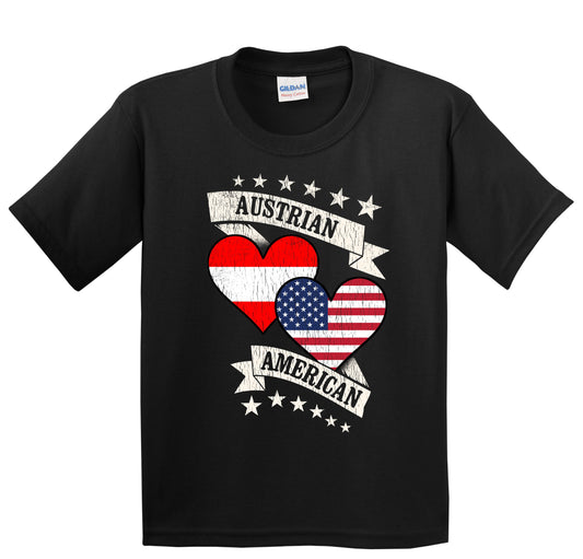 Austrian American Heart Flags Austria America Youth T-Shirt
