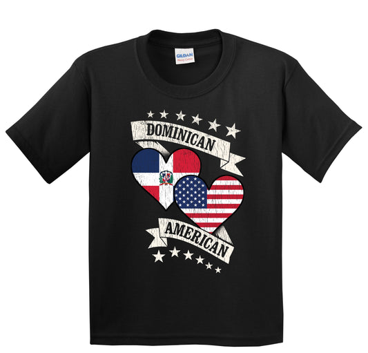 Dominican American Heart Flags Dominican Republic America Youth T-Shirt