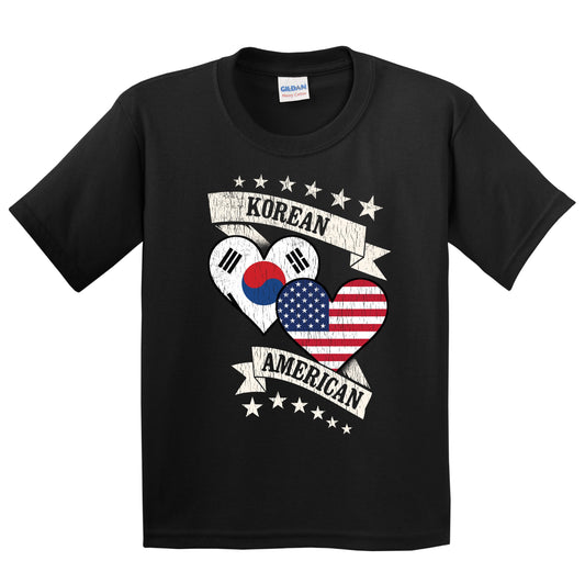 Korean American Heart Flags South Korea America Youth T-Shirt