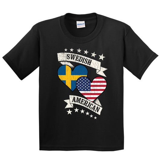 Swedish American Heart Flags Sweden America Youth T-Shirt