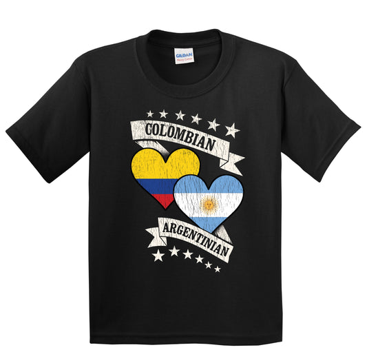 Colombian Argentinian Heart Flags Colombia Argentina Youth T-Shirt