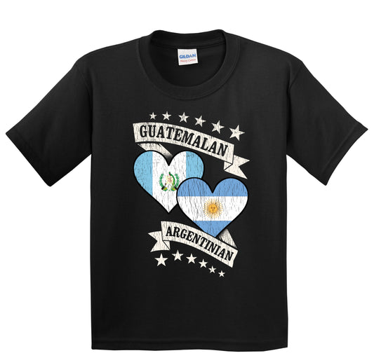 Guatemalan Argentinian Heart Flags Guatemala Argentina Youth T-Shirt