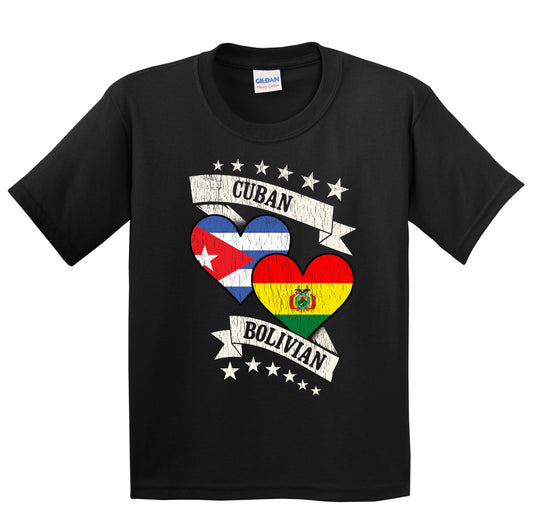 Cuban Bolivian Heart Flags Cuba Bolivia Youth T-Shirt