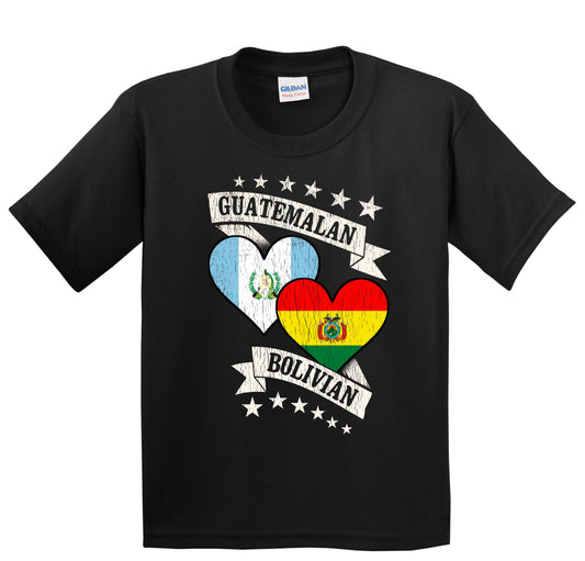 Guatemalan Bolivian Heart Flags Guatemala Bolivia Youth T-Shirt