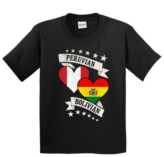 Peruvian Bolivian Heart Flags Peru Bolivia Youth T-Shirt