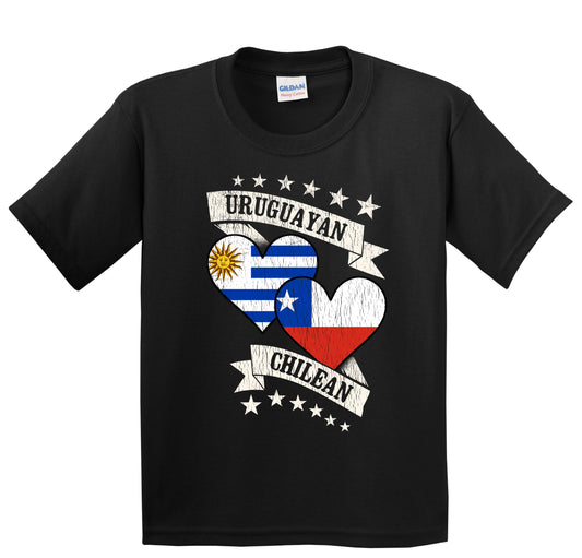 Uruguayan Chilean Heart Flags Uruguay Chile Youth T-Shirt