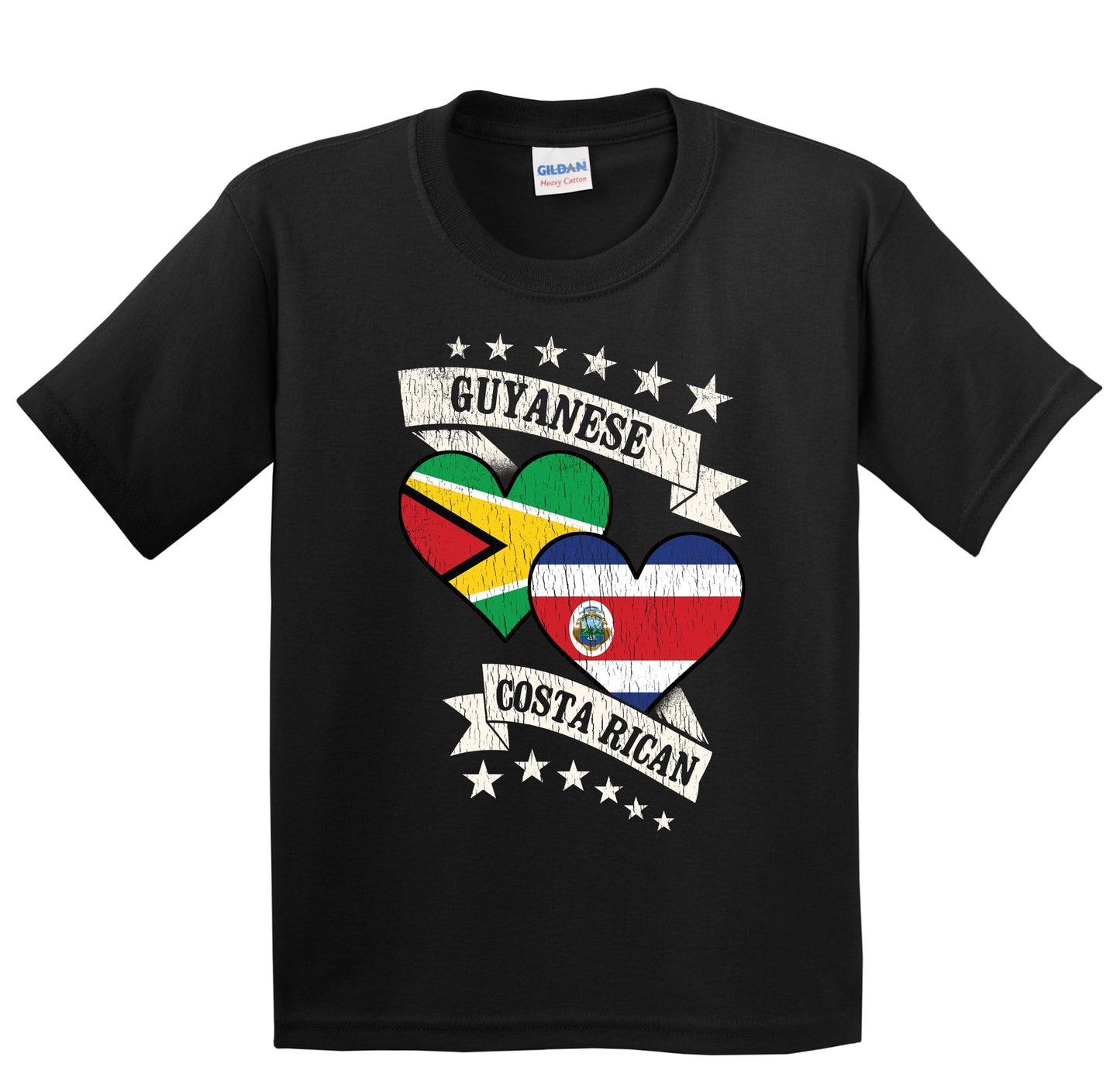 Guyanese Costa Rican Heart Flags Guyana Costa Rica Youth T-Shirt