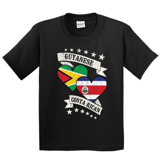 Guyanese Costa Rican Heart Flags Guyana Costa Rica Youth T-Shirt