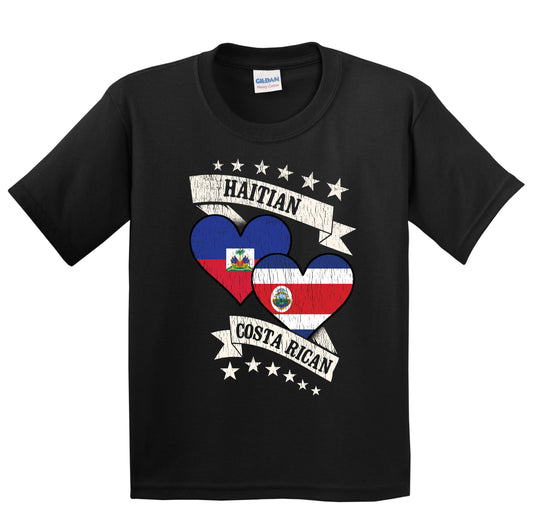 Haitian Costa Rican Heart Flags Haiti Costa Rica Youth T-Shirt