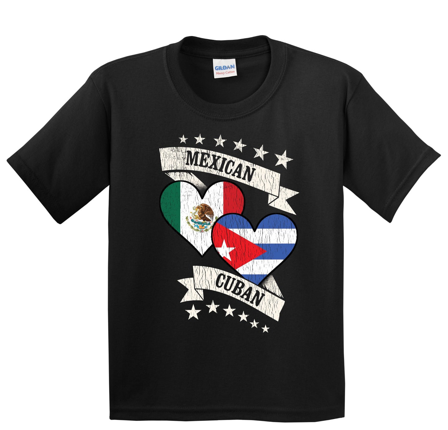 Mexican Cuban Heart Flags Mexico Cuba Youth T-Shirt