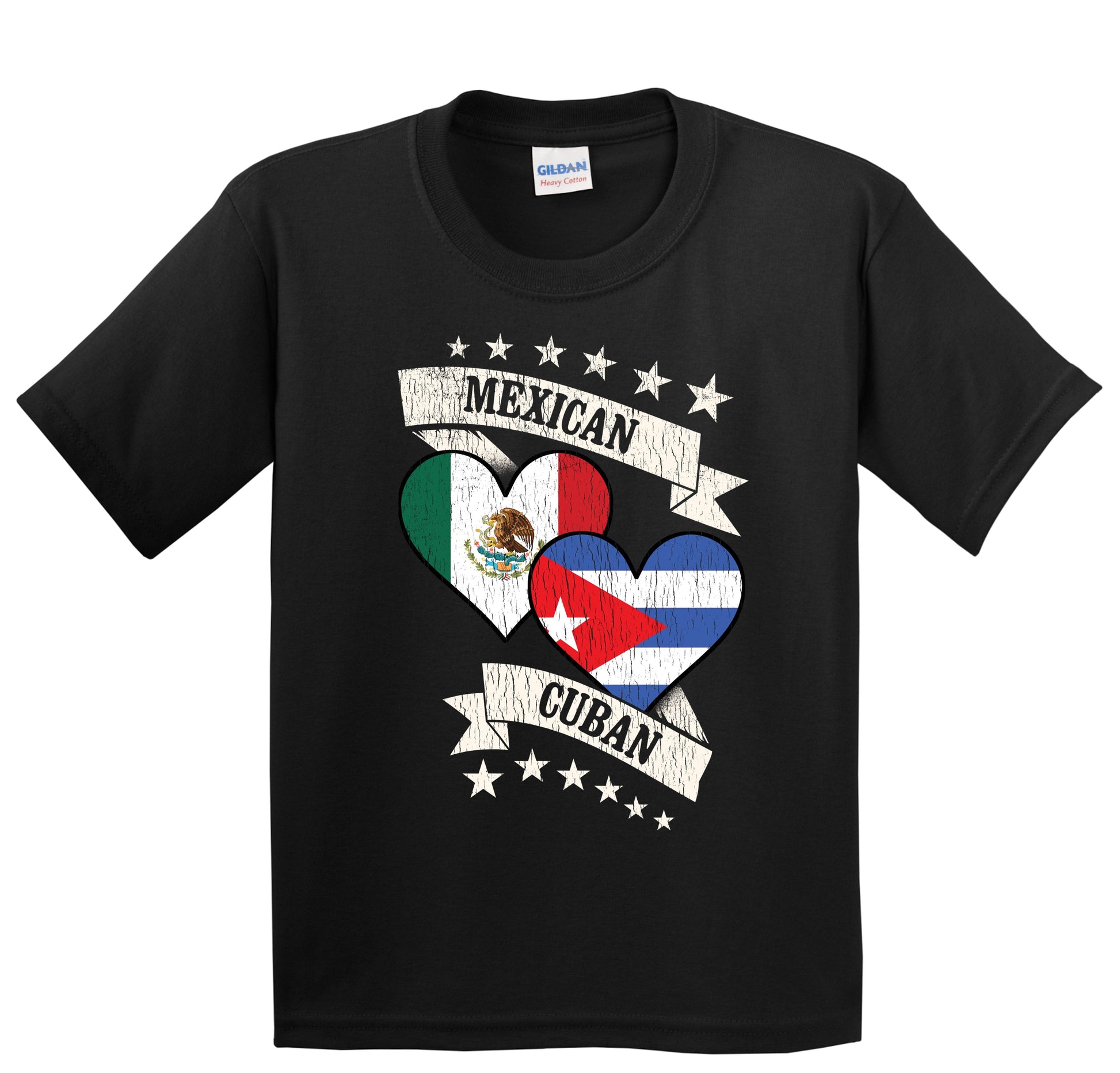 Mexican Cuban Heart Flags Mexico Cuba Youth T-Shirt
