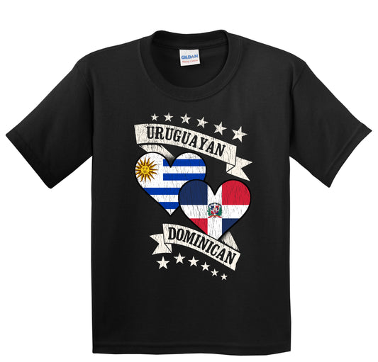 Uruguayan Dominican Heart Flags Uruguay Dominican Republic Youth T-Shirt