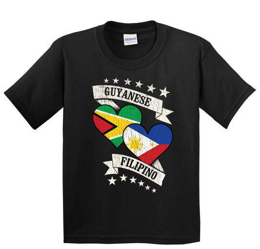 Guyanese Filipino Heart Flags Guyana Philippines Youth T-Shirt