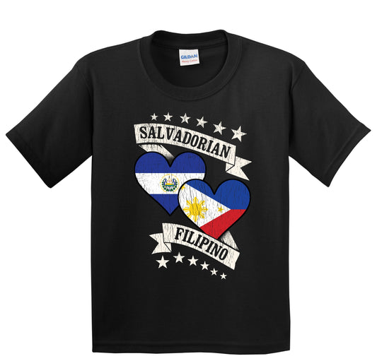 Salvadorian Filipino Heart Flags El Salvador Philippines Youth T-Shirt