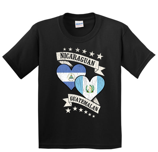 Nicaraguan Guatemalan Heart Flags Nicaragua Guatemala Youth T-Shirt