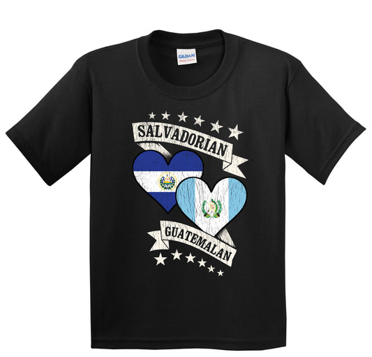 Salvadorian Guatemalan Heart Flags El Salvador Guatemala Youth T-Shirt