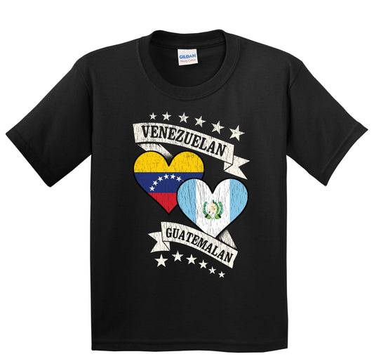Venezuelan Guatemalan Heart Flags Venezuela Guatemala Youth T-Shirt