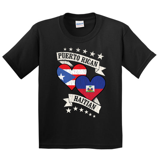 Puerto Rican Haitian Heart Flags Puerto Rico Haiti Youth T-Shirt