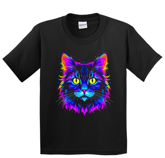 Colorful Bright Somali Cat Vibrant Psychedelic Cat Art Youth T-Shirt