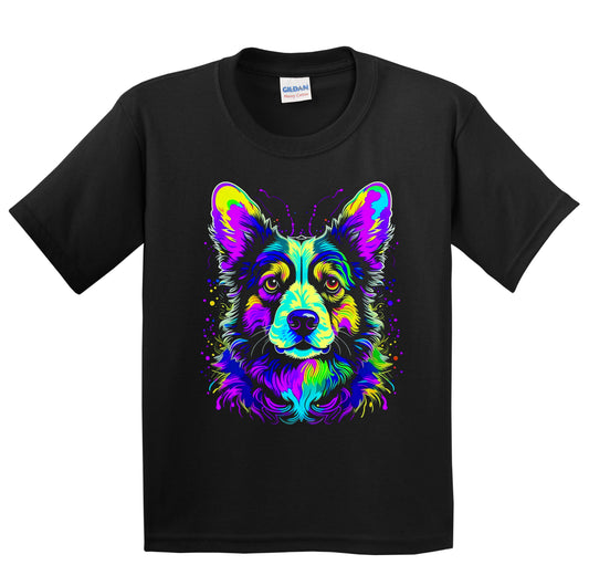 Colorful Bright Cardigan Welsh Corgi Vibrant Psychedelic Art Youth T-Shirt