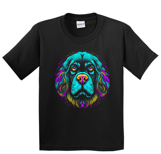 Colorful Bright Newfoundland Vibrant Psychedelic Dog Art Youth T-Shirt