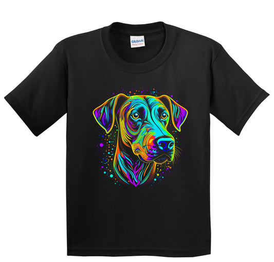 Colorful Bright Rhodesian Ridgeback Vibrant Psychedelic Art Youth T-Shirt