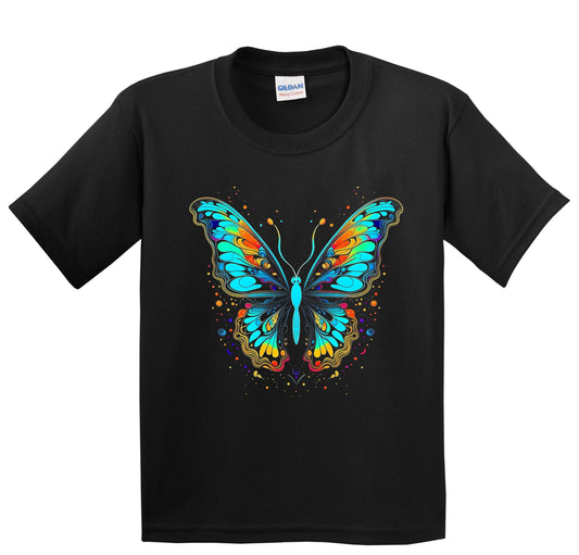Colorful Bright Butterfly Vibrant Psychedelic Animal Art Youth T-Shirt