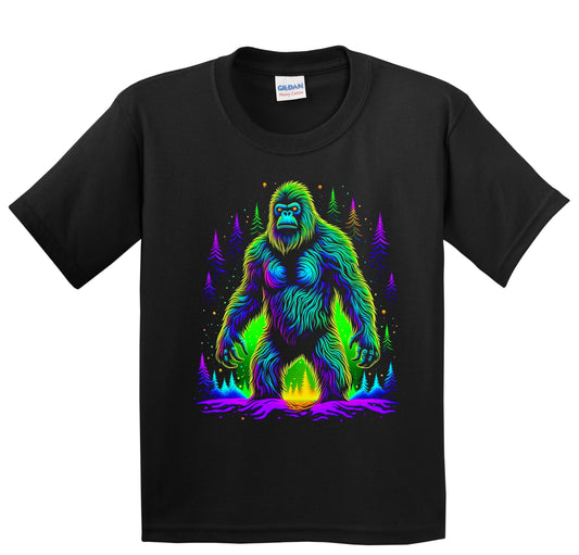 Colorful Bright Bigfoot Vibrant Psychedelic Sasquatch Art Youth T-Shirt